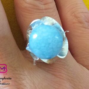 Anello Parure in Alluminio e Acqua Marina