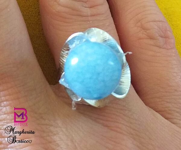 Anello Parure in Alluminio e Acqua Marina