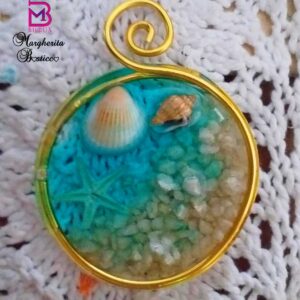 Ciondolo Collana e Anello Mare in Resina