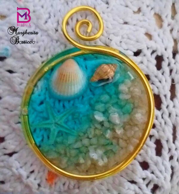 Ciondolo Collana e Anello Mare in Resina