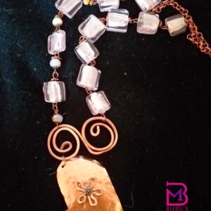 Parure Collana, Braccialetto, Orecchini, Anello Con vetro di Murano e Rame