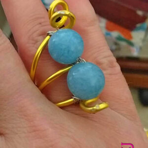 Anello in Wire con Pietre Dure radice di Acqua Marina