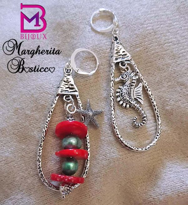Bellissimi Orecchini Corallo e Perle di fiume