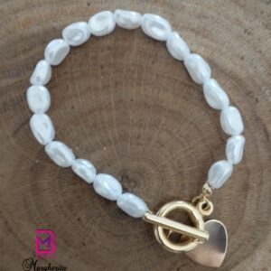 Bracciale con perle bianche ovali