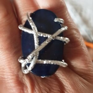 Anello con agata blu