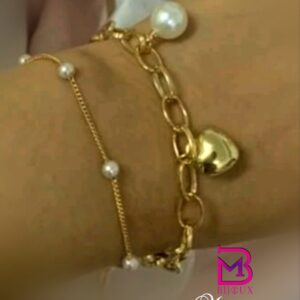 Braccialetti con catena grande e piccola con perline