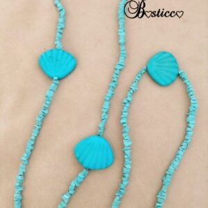 Collana lunghissima di turchesi con conchiglie di turchesi