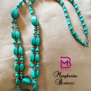 Collana a due giri con turchesi di diverse dimensioni