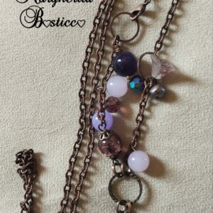 Collana in bronzo con quarzo rosa e ametista
