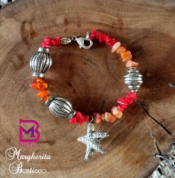 Bracciale Chips corallo e ambra