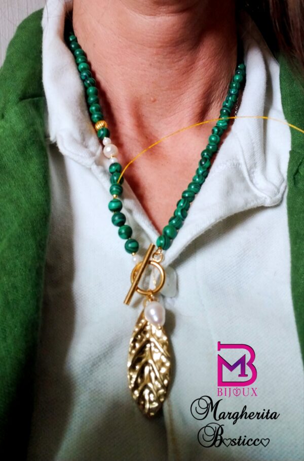 Collana con malachite verde - immagine 2