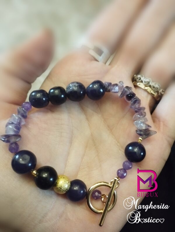 Bracciale con Chips e pietre di ametista